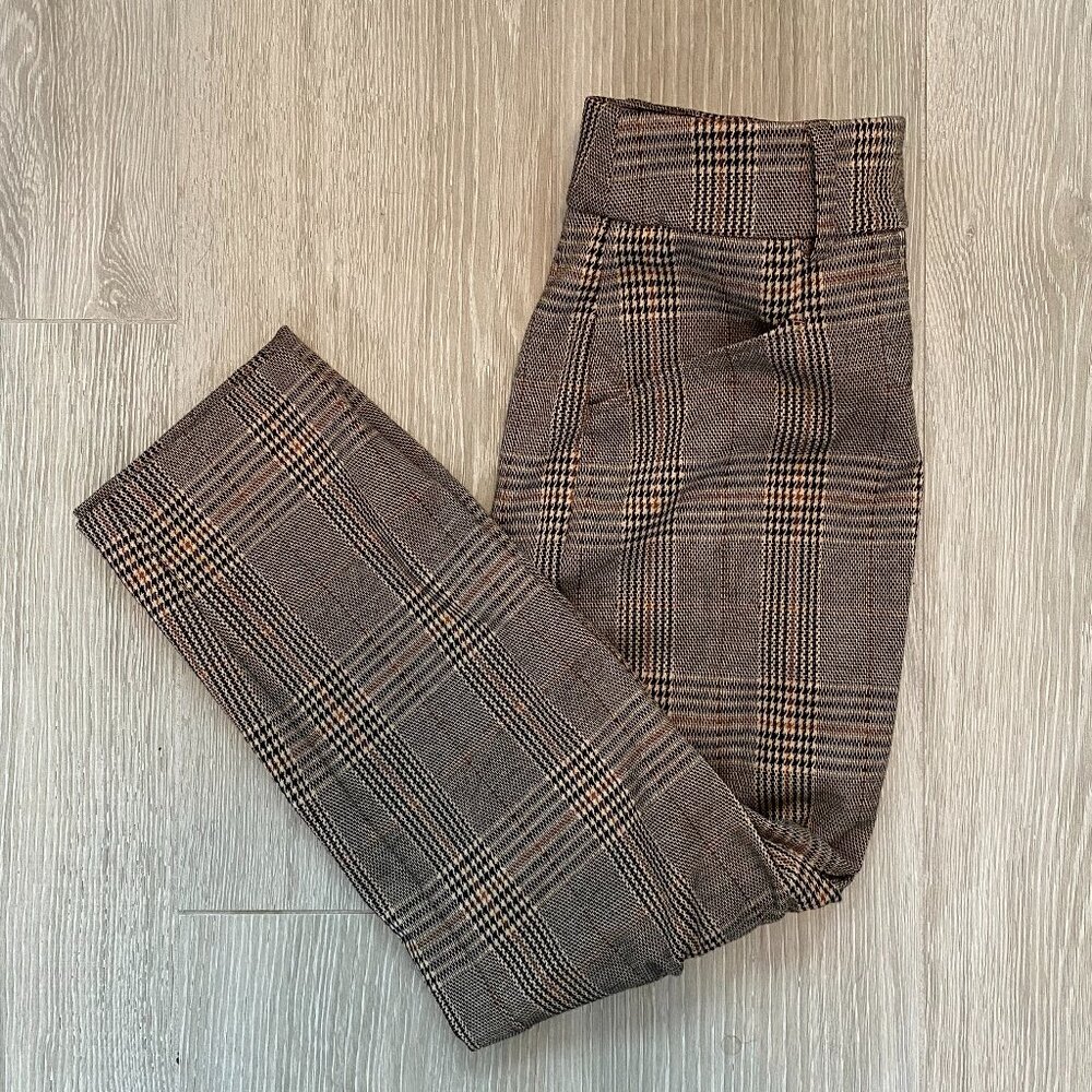 Express Mid-Rise Plaid Ankle Pants